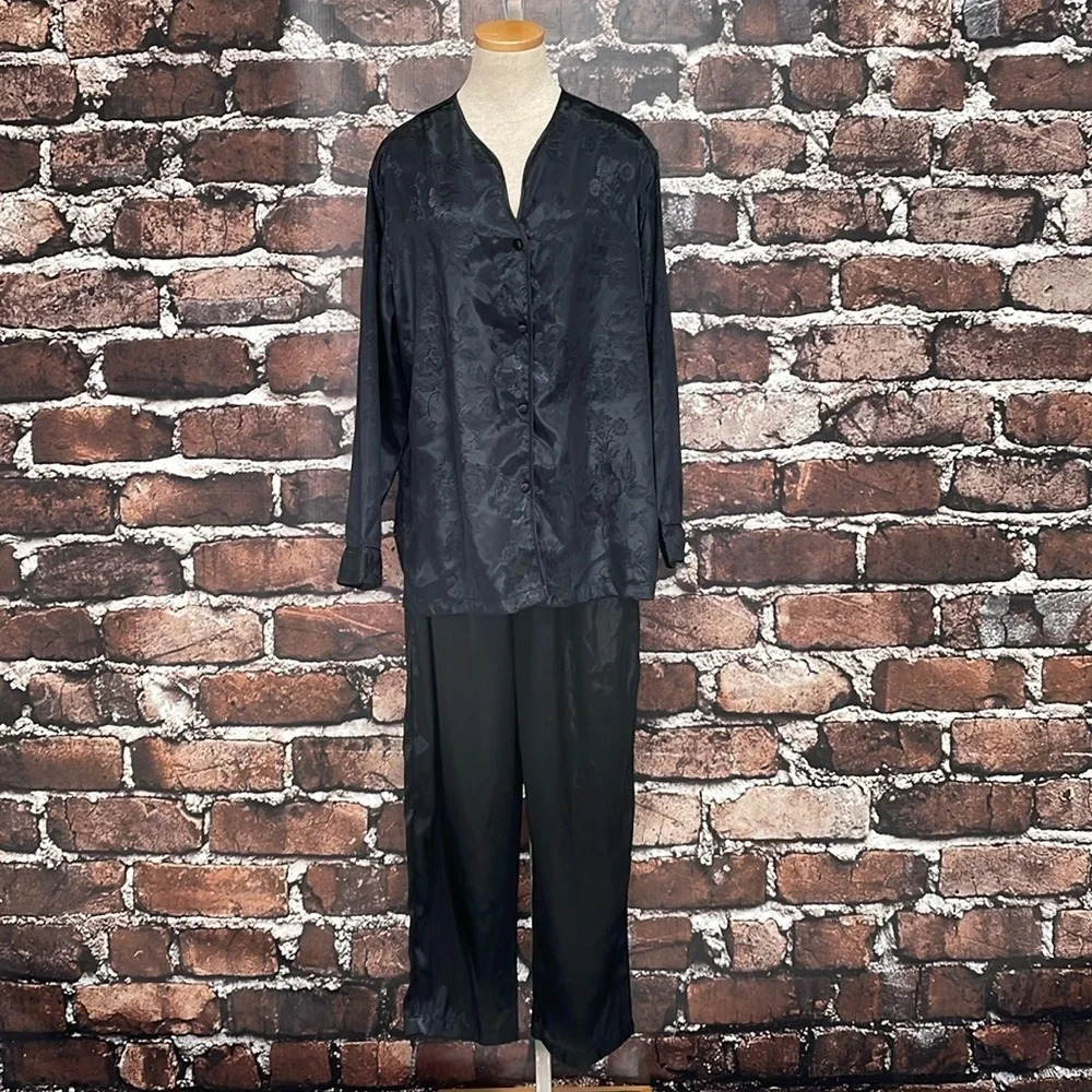 Inner Most PJ Set Women's L Large Black Floral Pajama Top & Bottom Long Sleeve - Picture 5 of 17